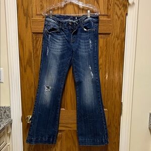 Vigoss Distressed Dark Blue Flare Jeans